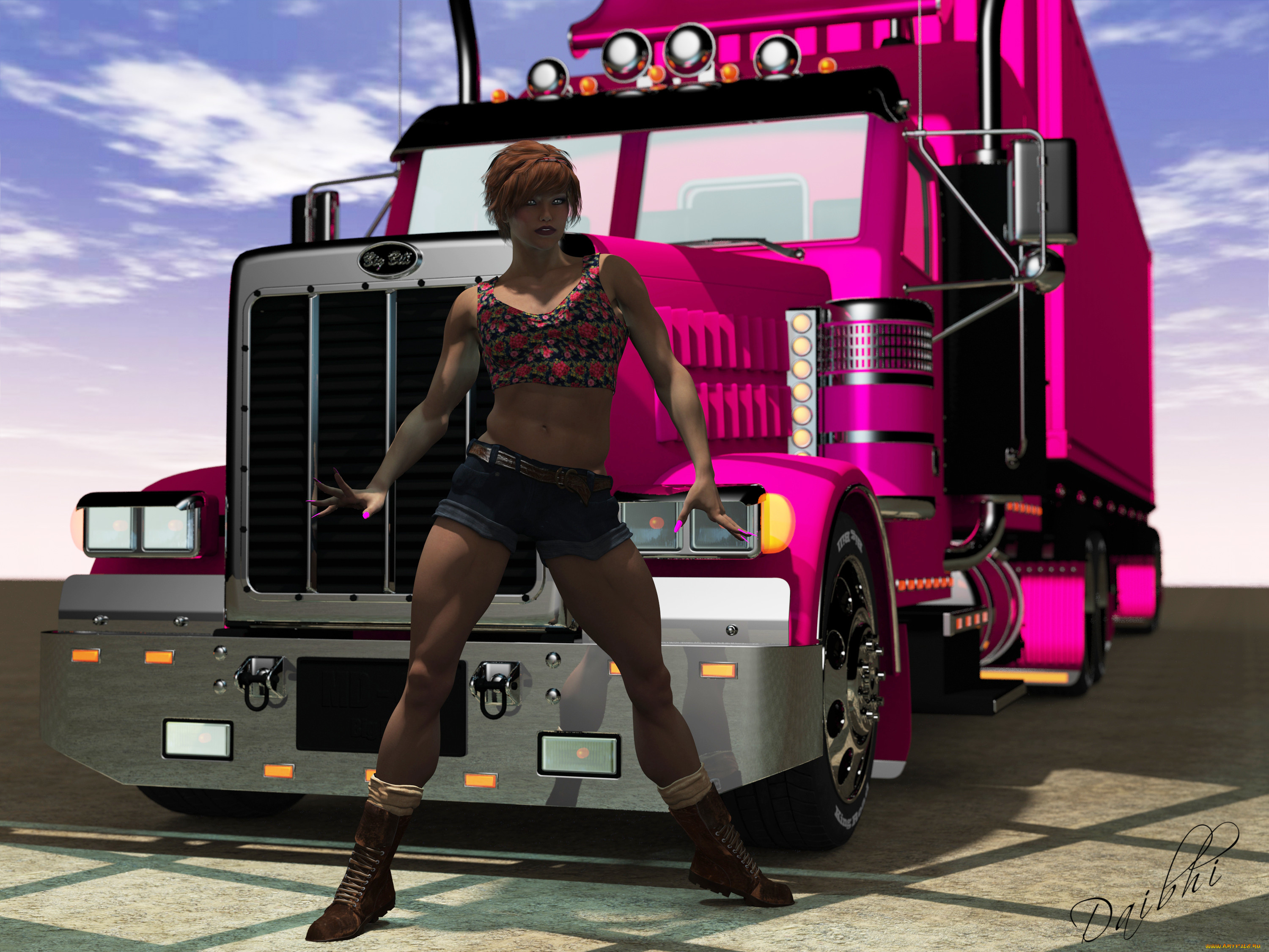 , 3d car&girl, , , , 